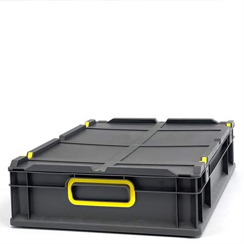 Eurobox CYCLE mit Auflagedeckel, 600x400x120 mm, Farbe anthrazit-gelb