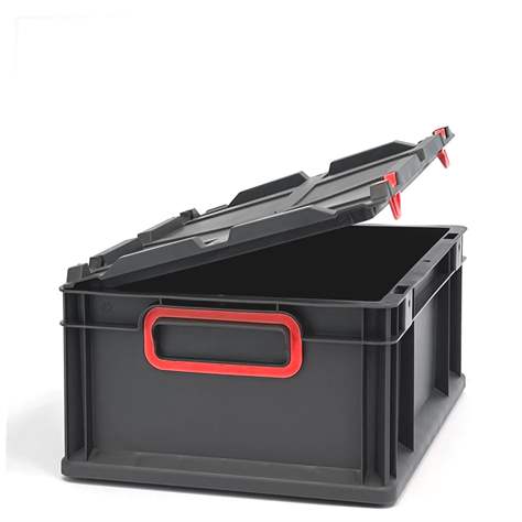 Eurobox CYCLE mit Klappdeckel, 400x300x170 mm,  Farbe anthrazit-rot