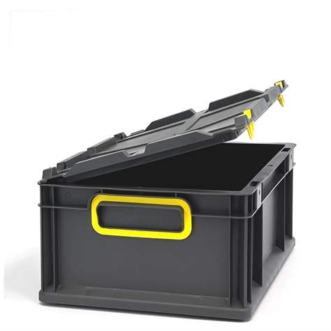 Eurobox CYCLE mit Klappdeckel, 400x300x170 mm,  Farbe anthrazit-gelbe