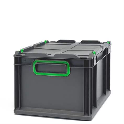 Eurobox CYCLE mit Auflagedeckel, 400x300x220 mm, Farbe anthrazit-grünn