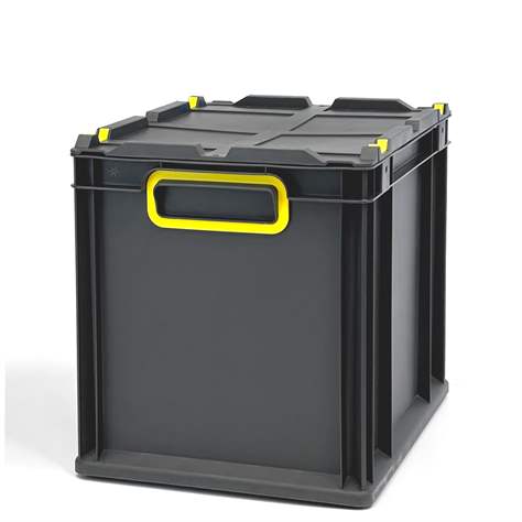 Eurobox CYCLE mit Auflagedeckel, 400x300x320 mm,  Farbe anthrazit-gelb
