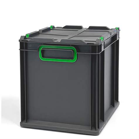 Eurobox CYCLE mit Auflagedeckel, 400x300x320 mm,  Farbe anthrazit-grünn