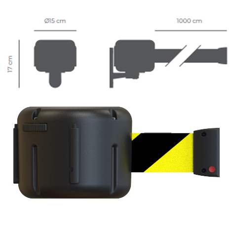 Gurtabsperrung in Kassette, Gurtlänge 10 m, Gurtfarbe Gelb-Schwarz - Bild3