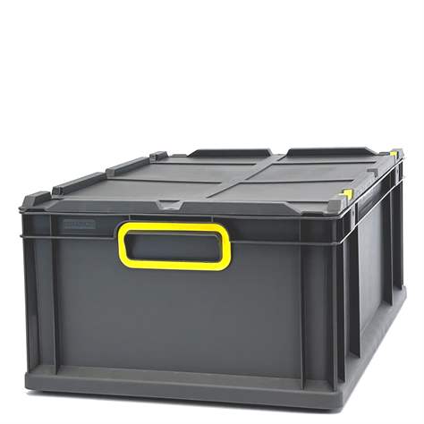 Euro přepravka CYCLE se sklopným víkem, 600x400x220 mm, barva antracit-žlutá - obrázek6