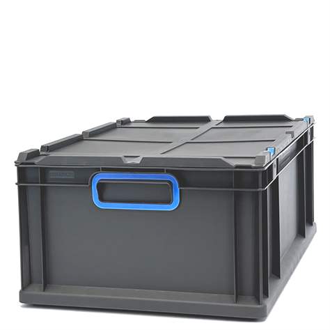 Euro přepravka CYCLE se sklopným víkem, 600x400x220 mm, barva antracit-modrá - obrázek6