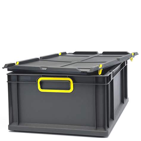 Eurobox CYCLE mit Auflagedeckel, 600x400x220 mm,  Farbe anthrazit-gelb - Bild5