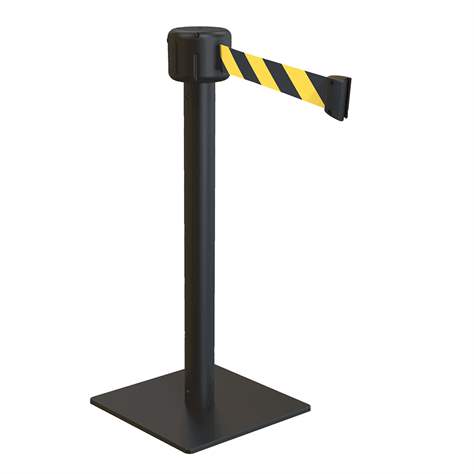 Zahrazovací sloupek se samonavíjecím popruhem 10 m, popruh žluto-černý