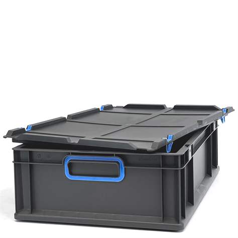 Euro přepravka CYCLE s nasazovacím víkem, 600x400x170 mm, barva antracit-modrá - obrázek6