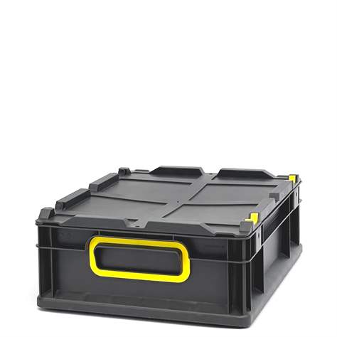 Euro přepravka CYCLE se sklopným víkem, 400x300x120 mm, barva antracit-žlutá - obrázek7