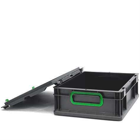 Euro přepravka CYCLE se sklopným víkem, 400x300x120 mm, barva antracit-zelená - obrázek6