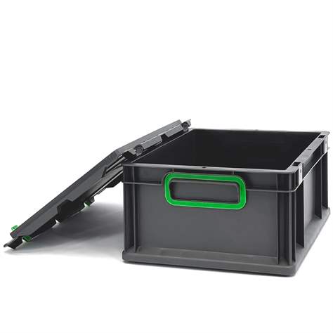 Euro přepravka CYCLE se sklopným víkem, 400x300x170 mm, barva antracit-zelená - obrázek6