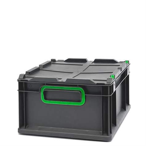 Euro přepravka CYCLE se sklopným víkem, 400x300x170 mm, barva antracit-zelená - obrázek7