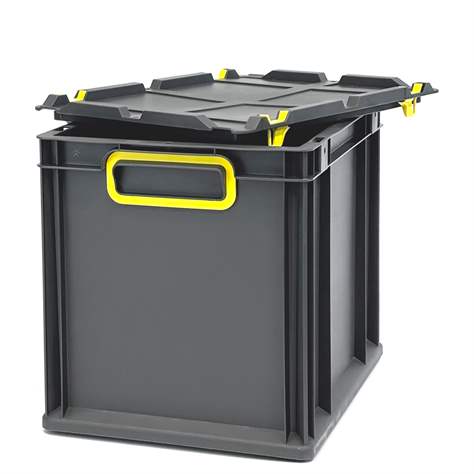 Eurobox CYCLE mit Auflagedeckel, 400x300x320 mm,  Farbe anthrazit-gelb - Bild6
