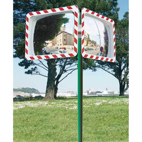 Suport pentru montare pe stâlp a 2 oglinzi, H: 1300 mm, Ø 76 mm