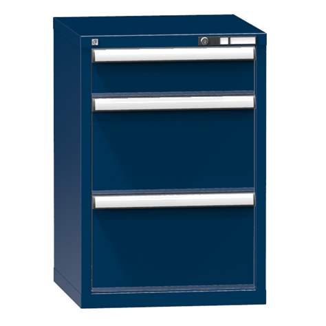 Dílenská skříňka KOMBI, v x š x h: 840 x 578 x 630 mm, 3 x zásuvka, barva tmavě modrá RAL5010 - Polak CZ, s.r.o.