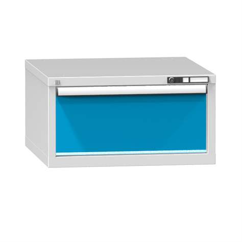 Schubladen-Hängeschrank KOMBI, HxBxT: 390 x 578 x 630 mm, 1 x Schublade, grau RAL7035/blau RAL5012 - Polak CZ, s.r.o.