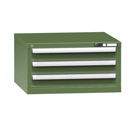 Schubladen-Hängeschrank KOMBI, HxBxT: 390 x 731 x 780 mm, 3 x Schubladen, grün RAL6011 - Polak CZ, s.r.o.