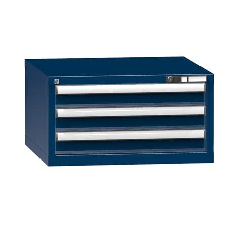 Schubladen-Hängeschrank KOMBI, HxBxT: 390 x 731 x 780 mm, 3 x Schubladen, dunkelblau RAL5010 - Polak CZ, s.r.o.