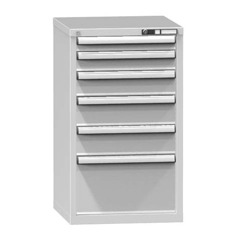 Zásuvková dielenská skriňa, 6 x zásuvka, v x š x h: 990 x 578 x 630 mm, farba šedá RAL7035 - Polak CZ, s.r.o.