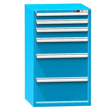Werkzeugschrank mit Schubladen, 6 x Schublade, H x B x T: 1215 x 731 x 780 mm, Farbe blau RAL5012 - Polak CZ, s.r.o.