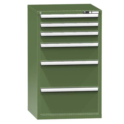 Werkzeugschrank mit Schubladen, 6 x Schublade, H x B x T: 1215 x 731 x 780 mm, Farbe Grün RAL6011 - Polak CZ, s.r.o.