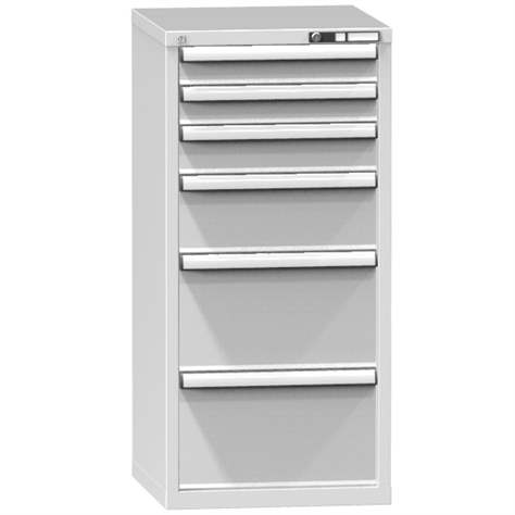 Zásuvková dílenská skříňka, 6 x zásuvka, v x š x h: 1215 x 578 x 630 mm, barva šedá RAL7035 - Polak CZ, s.r.o.