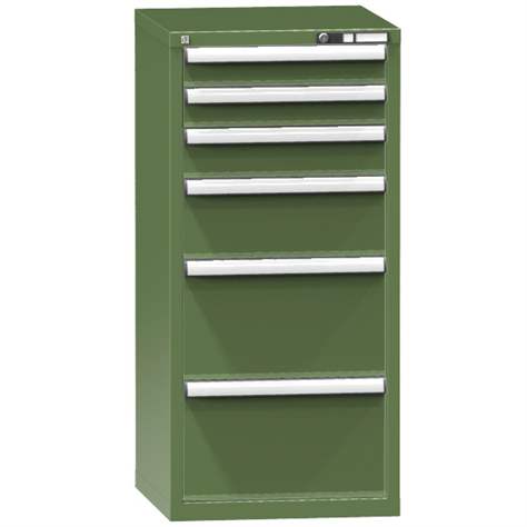 Zásuvková dielenská skriňa, 6 x zásuvka, v x š x h: 1215 x 578 x 630 mm, farba zelená RAL6011 - Polak CZ, s.r.o.