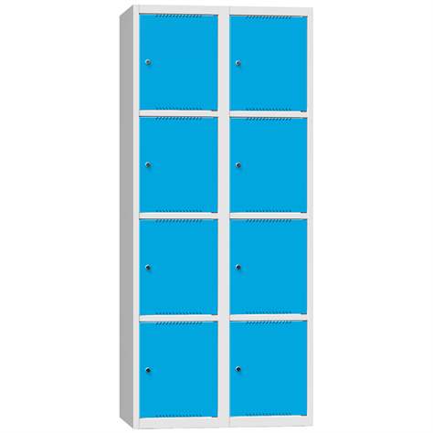 Ladeschrank, 8 Segmente, Zylinderschlösser, HxBxT: 1850x800x500 mm, Farbe Grau RAL7035/Blau RAL5012 - Polak CZ, s.r.o.