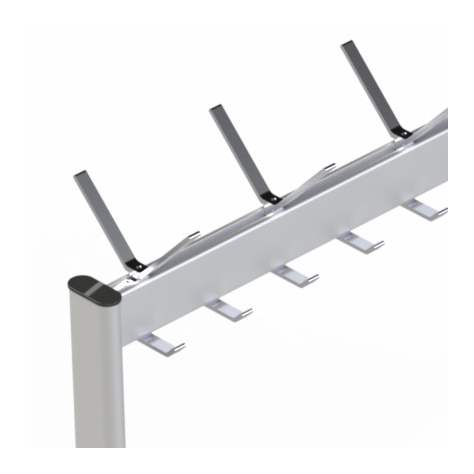 Zweiseitiger Reihengarderobenständer LUX, auf Rollen, 52 Haken, eloxiertes Aluminium, Länge 1760 mm - Bild3