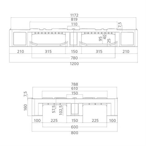 Kunststoff-Palette H1, LxBxH: 1200 x 800 x 160 mm, Farbe Grau - Bild3