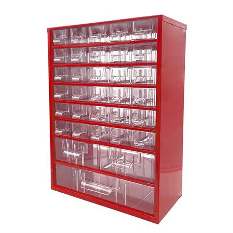 Schubladenmagazin 306 x 155 x 417 mm, Farbe rot, 33 Schubladen