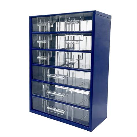 Ukládací skříňka se zásuvkami 306 x 155 x 417 mm, modrá, 9 zásuvek