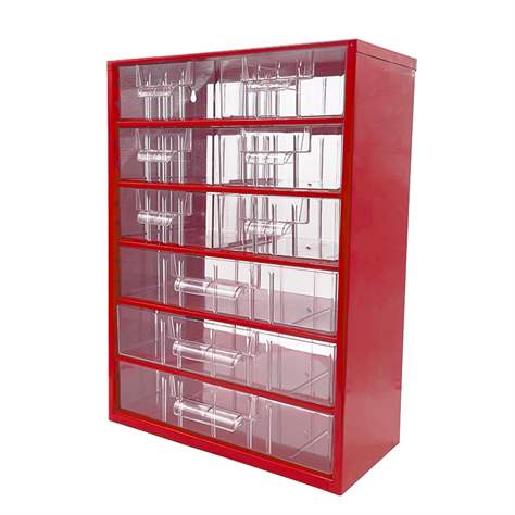 Schubladenmagazin 306 x 155 x 417 mm, Farbe rot, 9 Schubladen