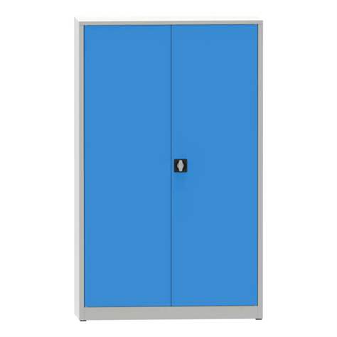 Flügeltürenschrank mit 4 Fachböden, HxBxT: 1950x1200x400 mm, Korpus Lichtgrau RAL7035 /Tür Lichtblau RAL5012 - Kovona Lysa nad Labem