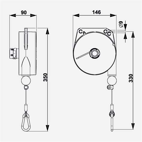 Federzug Tecna 9322, Tragfähigkeit 4 - 6 kg, Edelstahlseil mit Karabinerhaken, Länge 2000 mm - Bild2