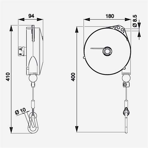 Federzug Tecna 9339, Tragfähigkeit 8 - 10 kg, Edelstahlseil mit Karabinerhaken, Länge 2500 mm - Bild2