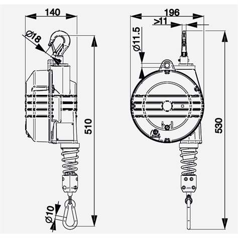 Balancer Tecna 9355, Tragfähigkeit 7 - 10 kg, Edelstahlseil mit Karabinerhaken, Länge 2000 mm - Bild2