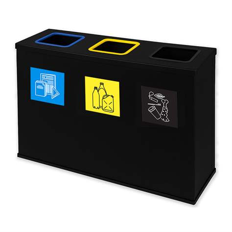 EKO STATION - Sammelstation für Abfalltrennung, Volumen 3 x 60 l, Farbe Schwarz - Alda S.A.
