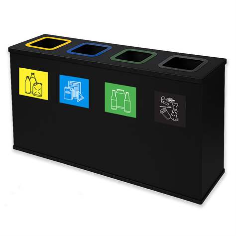 EKO STATION - sestava na tříděný odpad, objem 4 x 60 l, černá - Alda S.A.