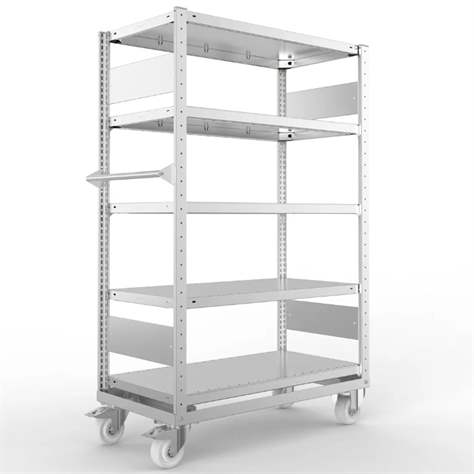 Regalwagen CLIP, 4 Fachböden 1000 x 500 mm, Traglast 100 kg, verzinkt - META Skladovací technika