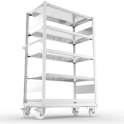 Regalwagen CLIP, 4 Fachböden 1000 x 500 mm, Traglast 100 kg, verzinkt - META Skladovací technika - Bild3