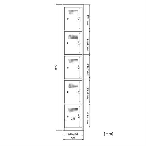 Schließfachschrank WEMO, 2x5 Abteile, 600x500x1800 mm, Türfarbe Türkisblau RAL5018, Zylinderschloss - Malow - Bild4