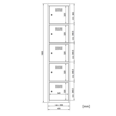 Schließfachschrank WEMO, 2x5 Abteile, 800x500x1800 mm, Türfarbe Blau RAL5012, Zylinderschloss - Malow - Bild5