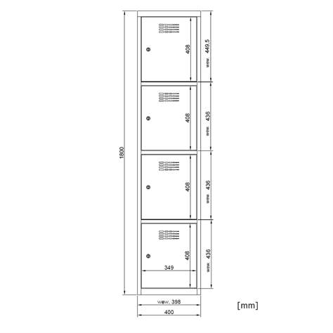Schließfachschrank WEMO, 2x4 Abteile, 800x500x1800 mm, Türfarbe Grau RAL7035, Drehriegelverschluss - Malow - Bild5
