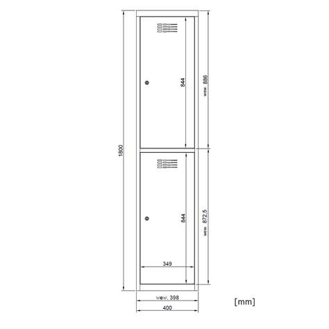 Schließfachschrank WEMO, 2 Abteile, 400x500x1800 mm, Türfarbe Blau RAL5012, ohne Füße, Zylinderschloss - Malow - Bild4