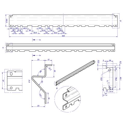 Horizontal-Trägerschiene für Regale zu Sichtlagerkästen, Farbe blau RAL5005 - Bild2