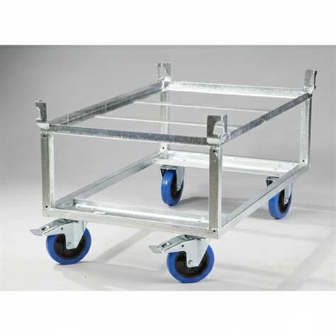 Paletten-Fahrgestelle, 1220 x 820 mm, Höhe 650 mm, Tragfähigkeit 1000 kg, verzinkt