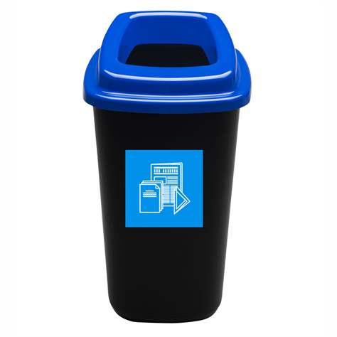 Abfallbehälter SORT, aus Kunststoff, Volumen 45 l, Farbe schwarz, Deckel blau