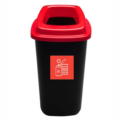 Abfallbehälter SORT, aus Kunststoff, Volumen 45 l, Farbe schwarz, Deckel rot