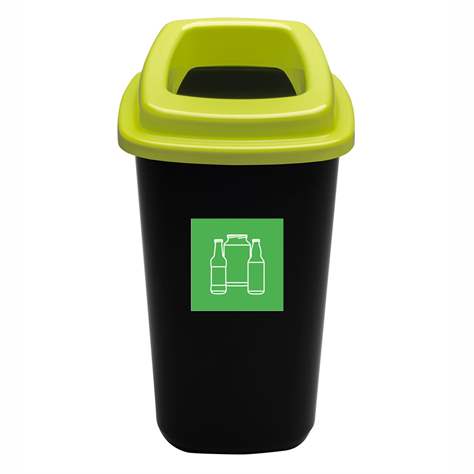 Abfallbehälter SORT, aus Kunststoff, Volumen 45 l, Farbe schwarz, Deckel grünn